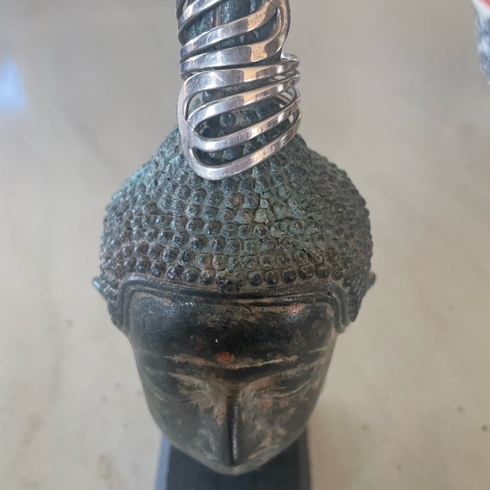 Adjustable Silver Band Ring - image 2